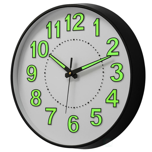 Clockswise 14" Decorative Glow in the Dark Quartz Wall Clock Battery Operated Classic Round Design Luminous Green Numbers & Hands Easy to Read Face for Home Office Classroom Hotel & Restaurant, Black Clockswise 14" Decorative Glow in the Dark Quartz Wall Clock Battery Operated Classic Round Design Luminous Green Numbers & Hands Easy to Read Face for Home Office Classroom Hotel & Restaurant, Black