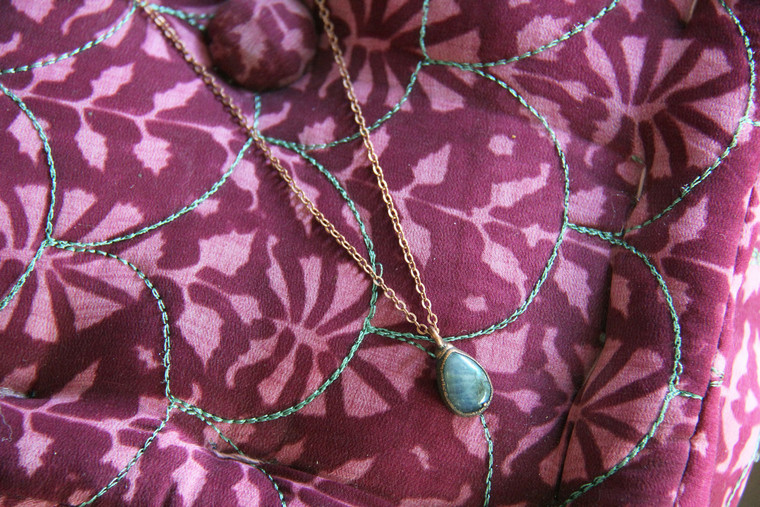 Blue Labradorite Teardrop Necklace