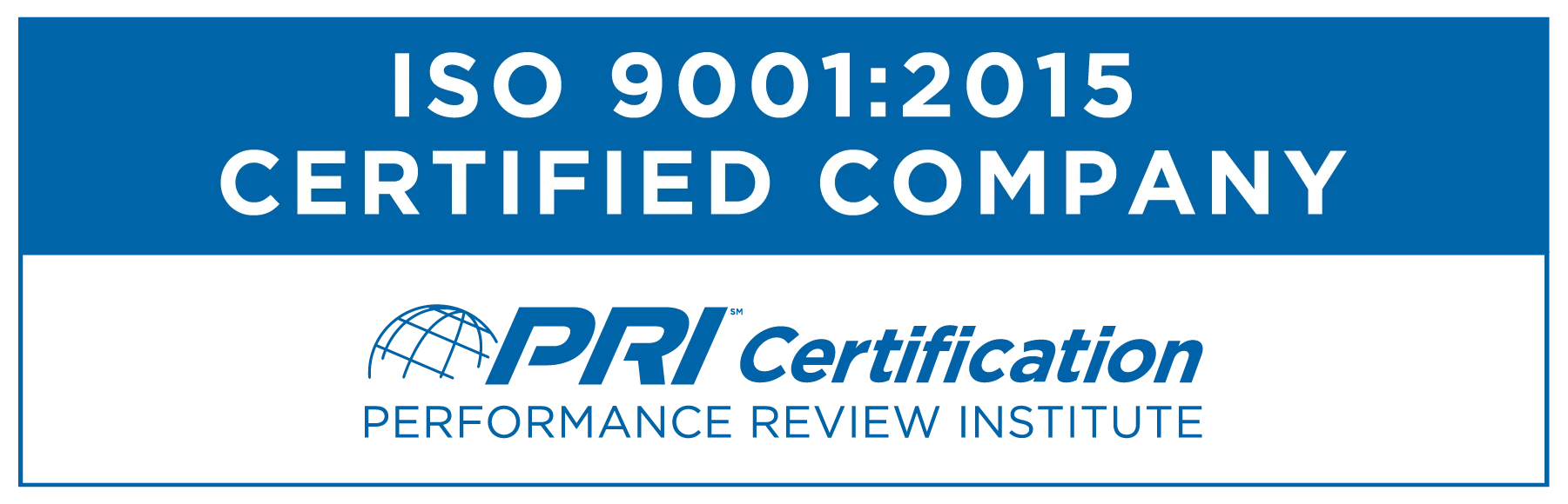 ISO 9001:2015 Certified Company — PRI Certification, Performance Review Institute