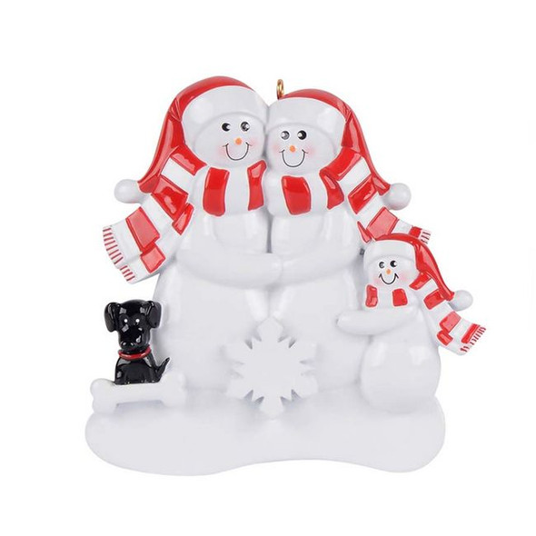 Snow Family 3 With Black Dog