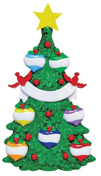 Green Glitter Tree Family - 7
