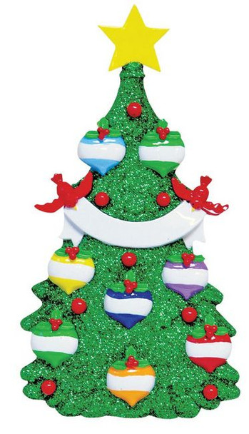 Green Glitter Tree Family - 8