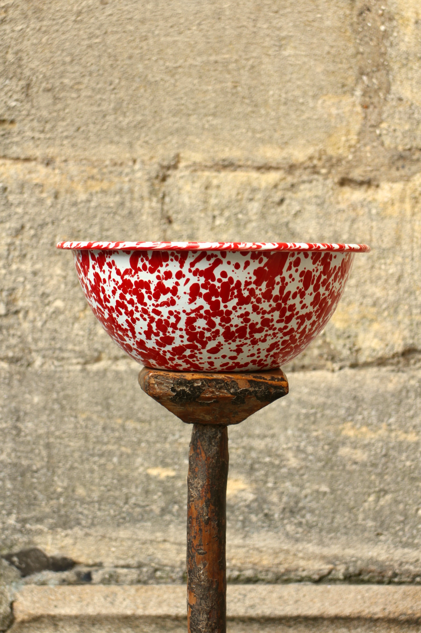 Splatter Red Enamelware Large Salad Bowl