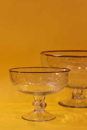 Gold Rimmed Glass Etched Bowl - SALE Gold Rimmed Glass Etched Bowl - SALE