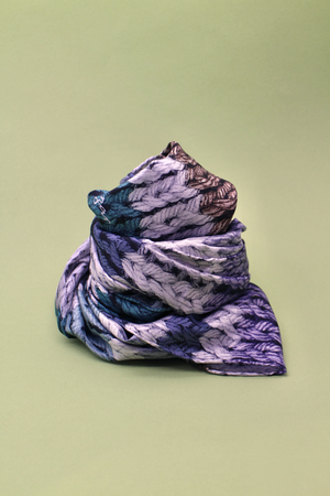 British made silk scarf - Grey/Teal/Lilac