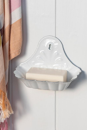 Wall Mounted Enamel Soap Dish - White