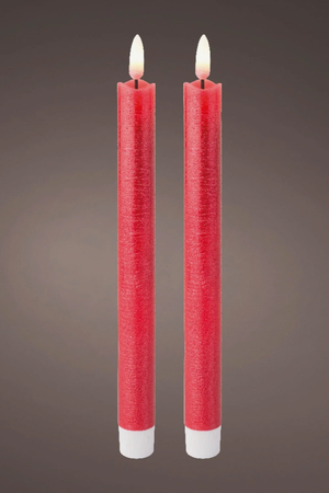 Tall LED Wicker Dinner Candles - Red Tall LED Wicker Dinner Candles - Red