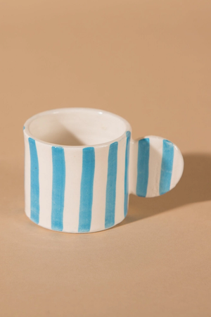 Mini Stripe Mug - Pale Blue/ White