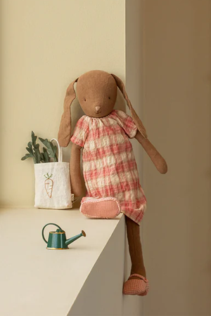 Maileg Bunny Size 3 - Chocolate Brown with Pink Dress