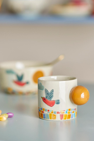 Small Ball Handle Bird Mug