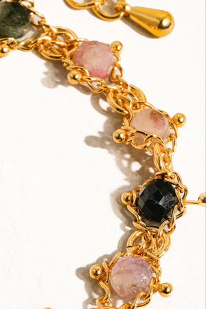18K Gold Plated Multi-Stone Chain Bracelet