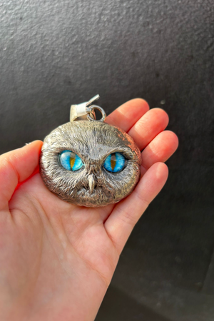 Sterling Silver Owl Face Pendant