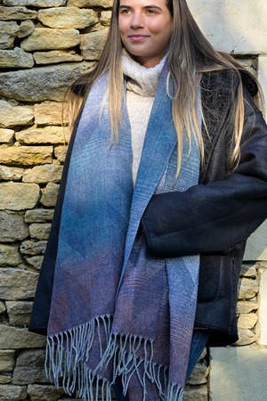 Blue Mix Fringe Scarf