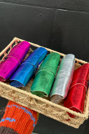 Metallic Leather Glasses Case