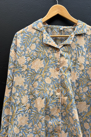 Cotton Pj Set - Grey/Saffron