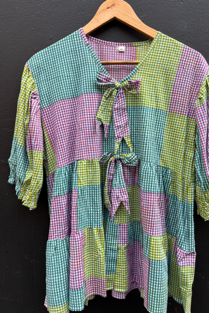 Cotton Pj Short Set - Green/Pink