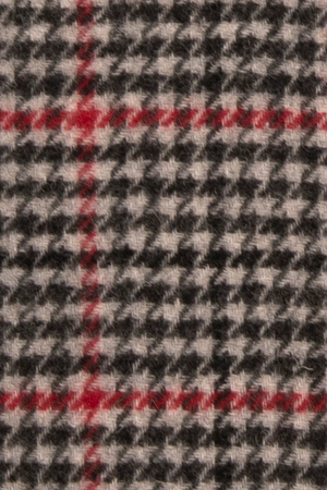 Wool Houndstooth Scarf - Grey/ Red