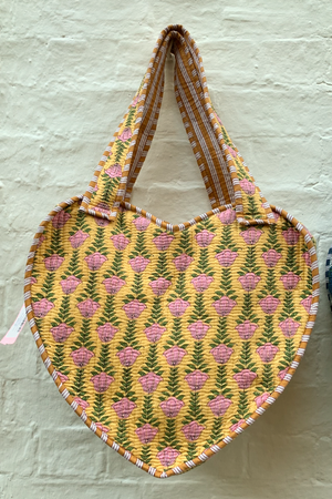 Kantha Quilted Cotton Heart Bag
