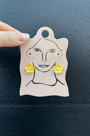 Silver Yellow Primrose Drop Earrings
