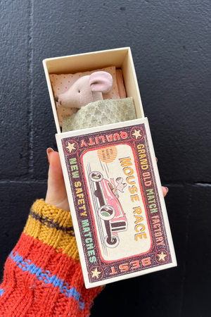 Little Sister Mouse in Matchbox with Magnetic Hands
