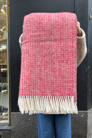 Pure New Wool Throw - Red & Silver