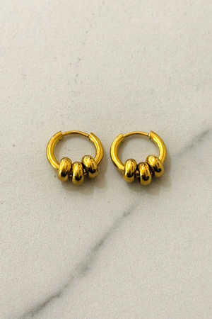 Three Balls Hoop Earrings