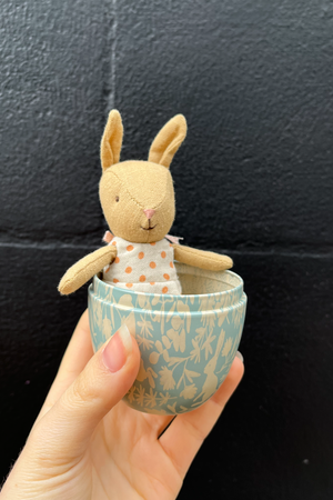Easter Egg with Micro Rabbit, Small - Dusty Blue
