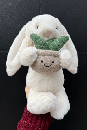 Cream Bunny with Plant