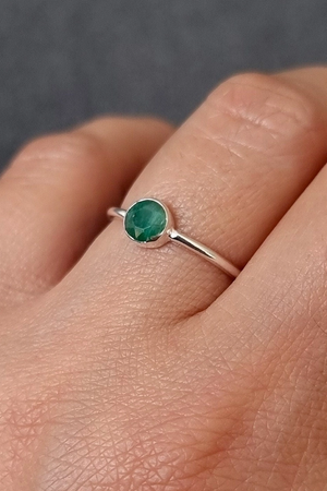 Emerald Silver Stacking Ring