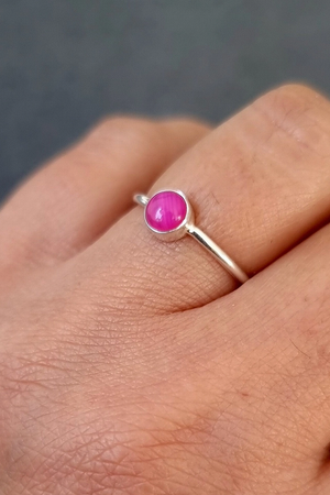 Pink Agate Silver Stacking Ring