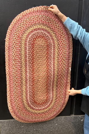 Braided Oval Rug (69cm x 122cm) - Coral