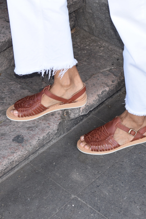 Handmade Leather Sandal w/Buckle - Brown
