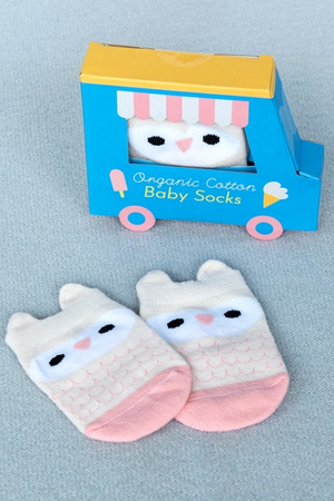 Pair of Baby Socks - Pink Owl