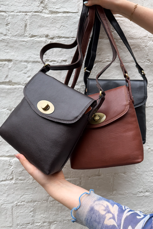 Leather Crossbody Bag with Zip - Medium