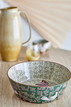 Three Birds Ceramic Bowl - Green