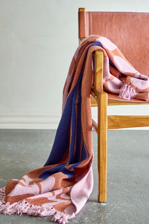 Recycled Cotton Throw - Pink Flowers