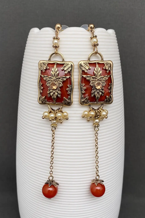 Red Agate Drop Earrings