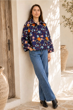 Embroidered Cotton Cropped Jacket