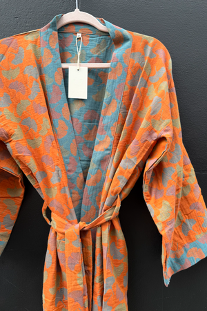 Cotton Gauze Gown  - Orange Ginko Leaf