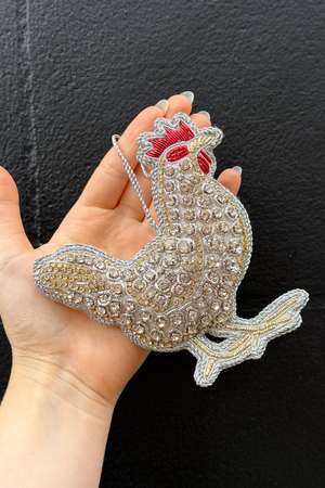 Embroidered Crystal Chicken Decoration