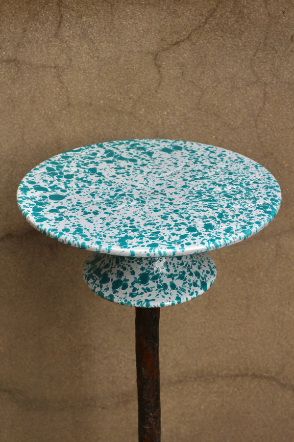 Enamel Cake Stand - Turquoise Splatter