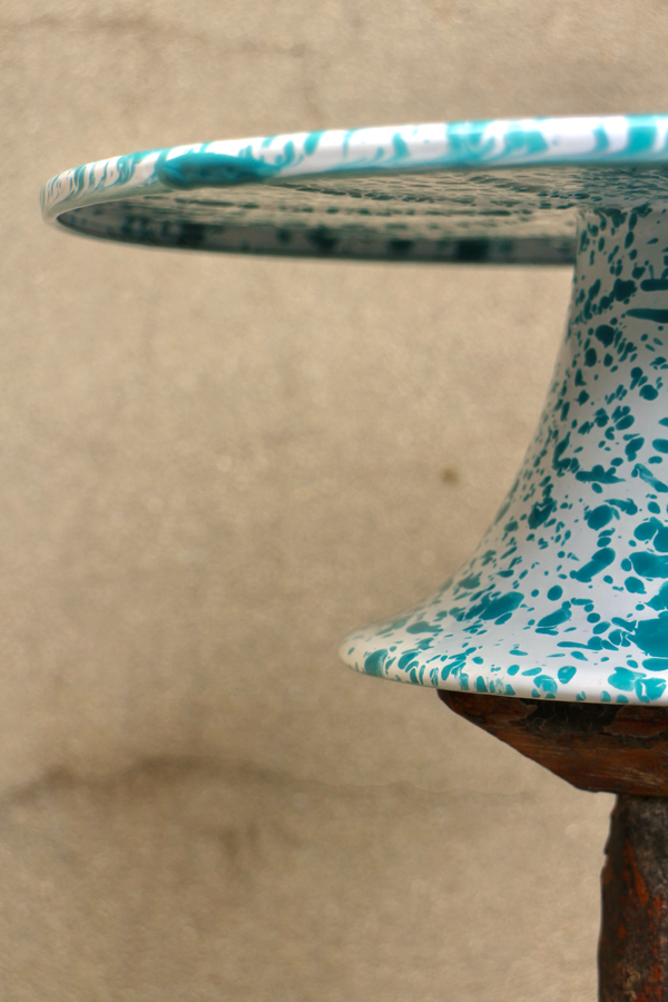 Enamel Cake Stand - Turquoise Splatter
