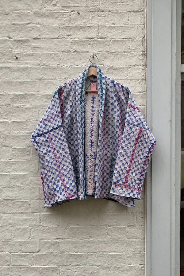 Sashiko Stitch Open Front Jacket - 7