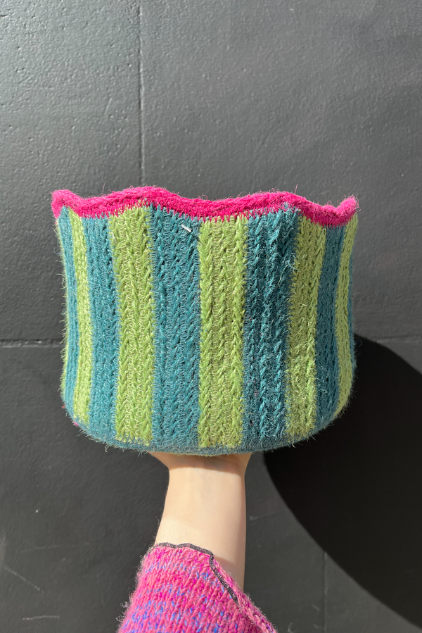 Striped Woven Basket - Watermelon