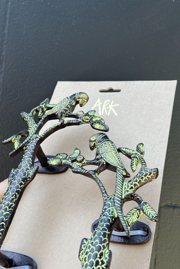 Set of 2 Parrot on Tree Handles - Green