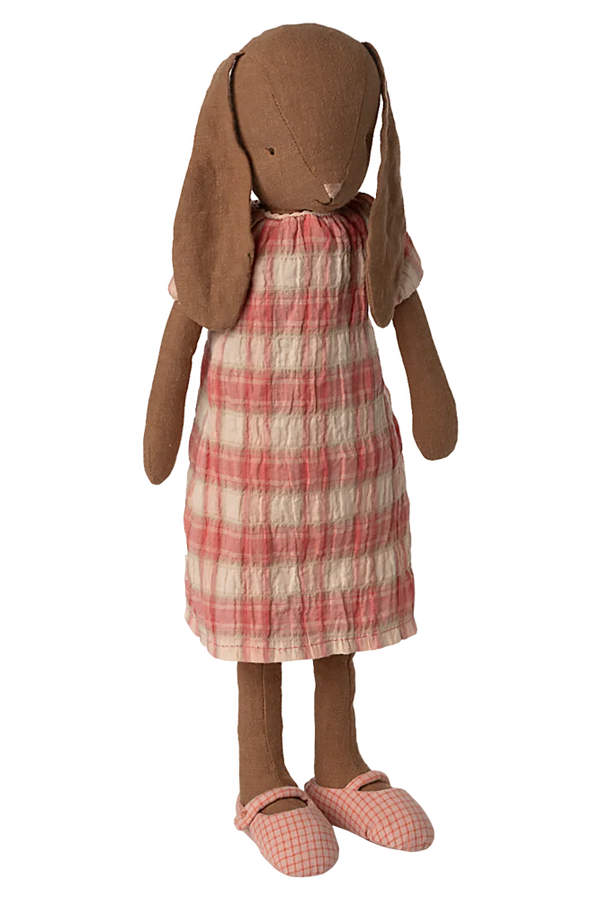 Maileg Bunny Size 3 - Chocolate Brown with Pink Dress