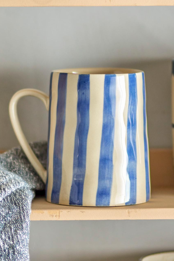 Striped Tall Mug - Blue