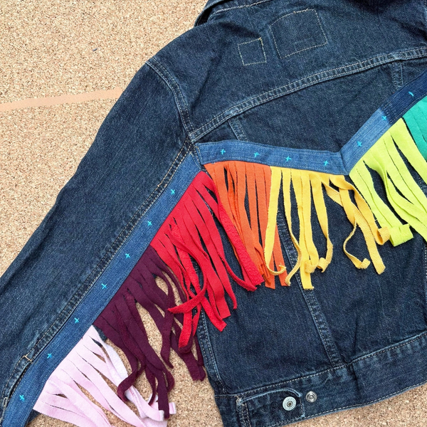 Rainbow Upcycled Denim Jacket