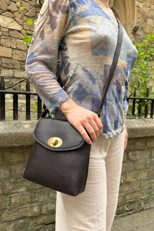 Leather Crossbody Bag with Zip - Medium