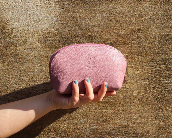 Leather clutch - dusty pink